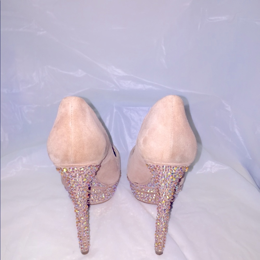 Brian Atwood Suede Swarovski Stone Platform - Picture 3 of 8